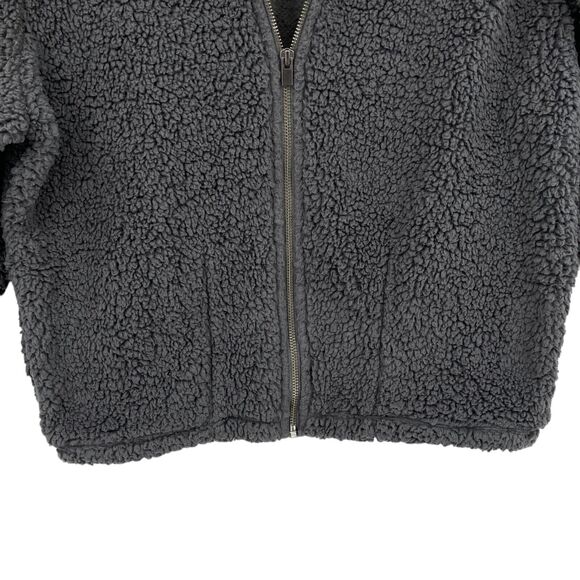 Express Jacket Womens Small Gray Sherpa Faux Long Sleeve Mock Neck Full Zip - Picture 4 of 14
